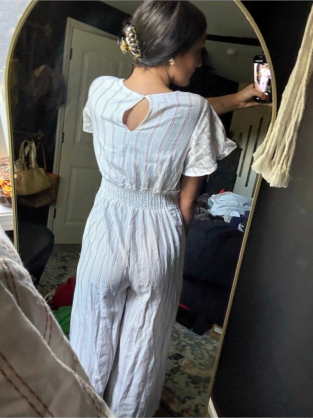 Striped Wide-Leg Jumpsuit in Blue & White - Picture 4 of 8